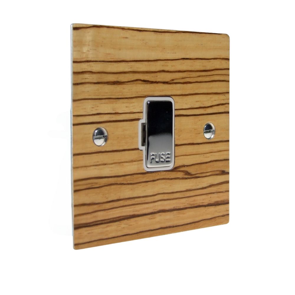 Zebranno Veneer UnSwitched Fuse Spur Polished Chrome and White