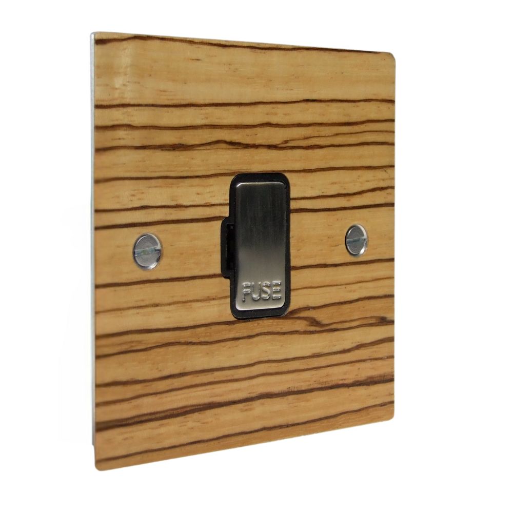 Zebranno Veneer UnSwitched Fuse Spur Satin Stainless and Black