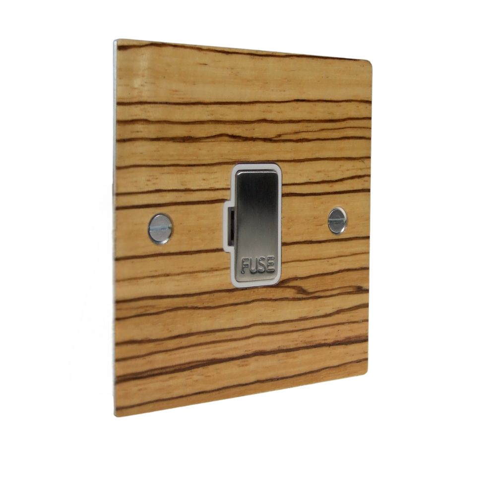 Zebranno Veneer UnSwitched Fuse Spur Satin Stainless and White