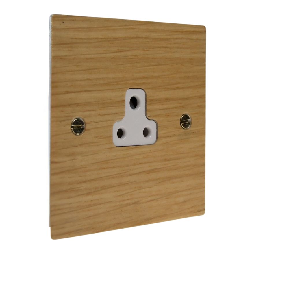 Oak Veneer UnSwitched 2A Socket White