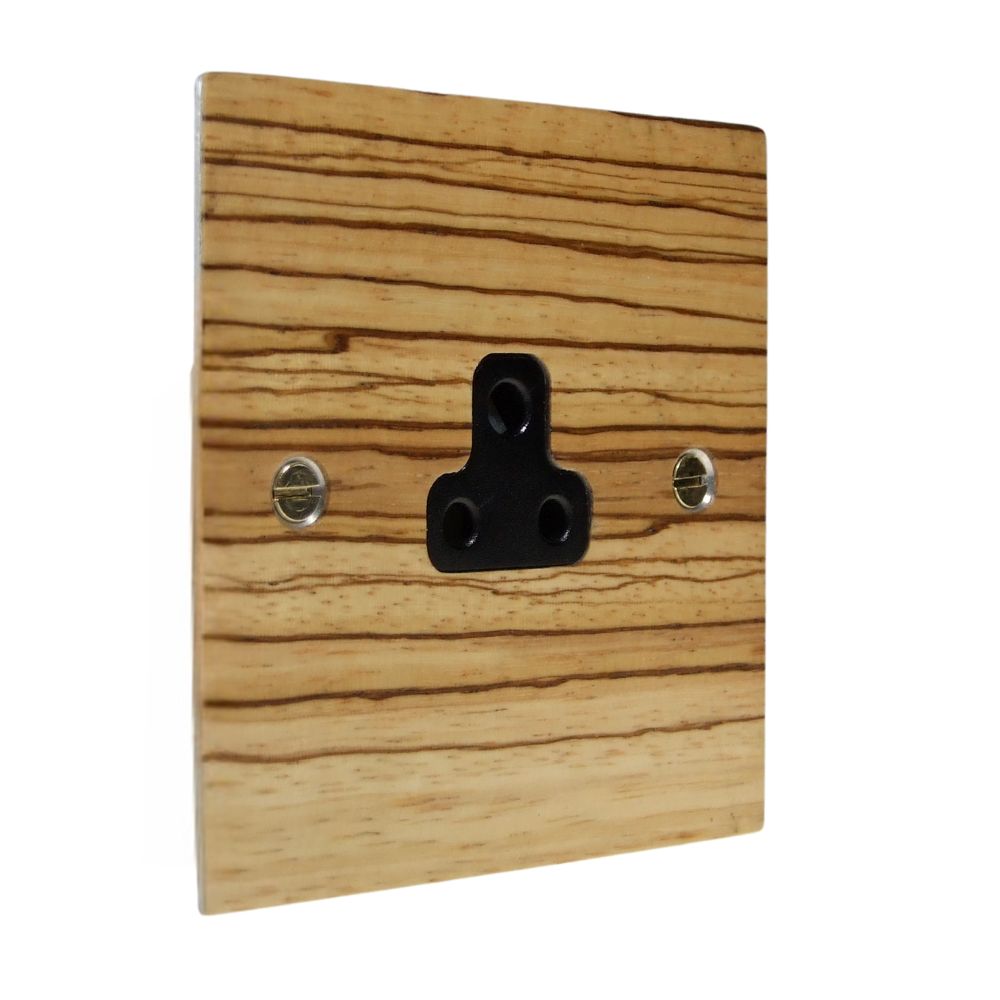 Zebranno Veneer Single UnSwitched 2A Socket Black