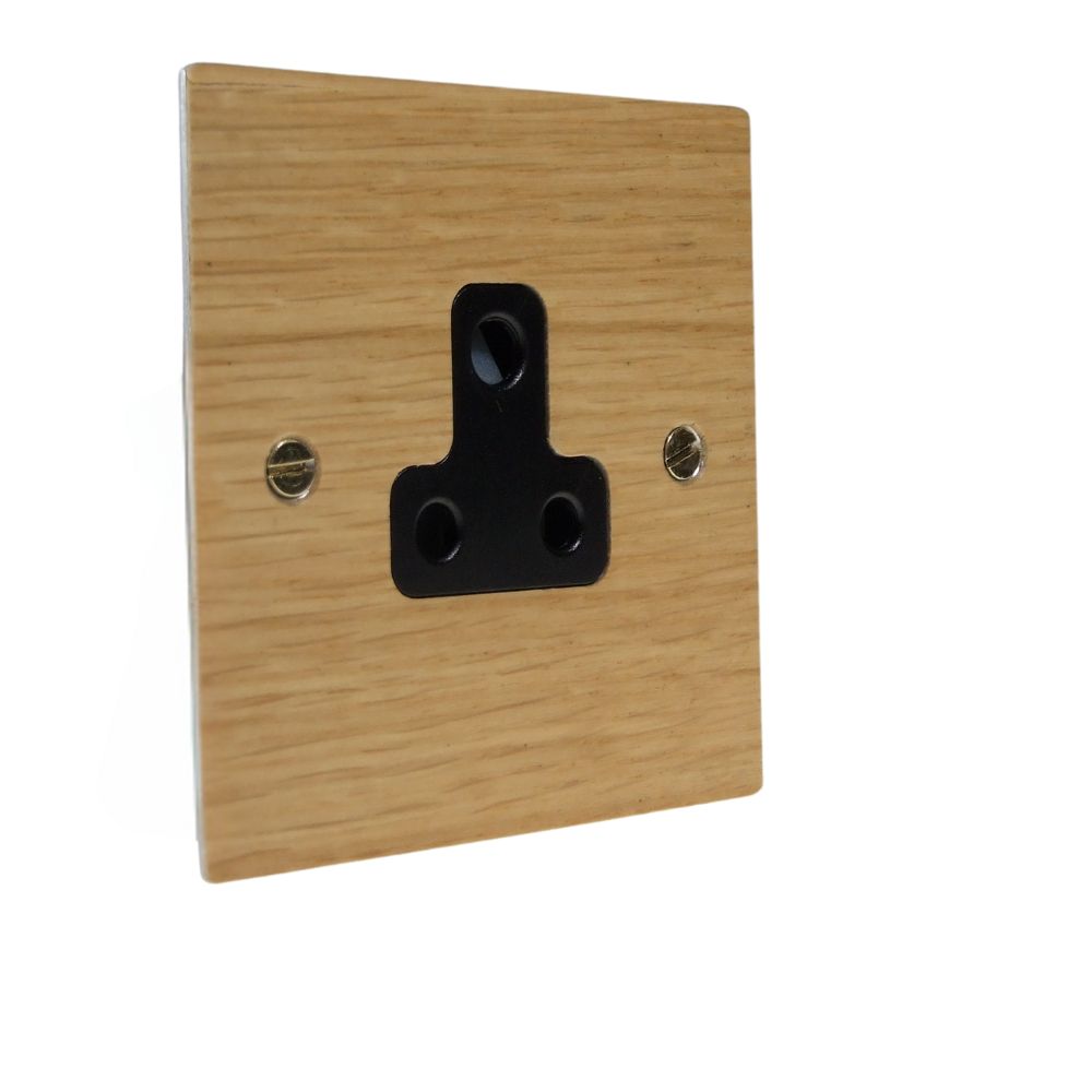 Oak Veneer UnSwitched 5A Socket Black
