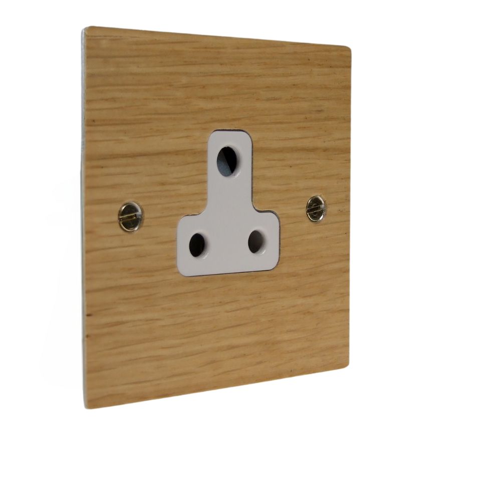 Oak Veneer UnSwitched 5A Socket White