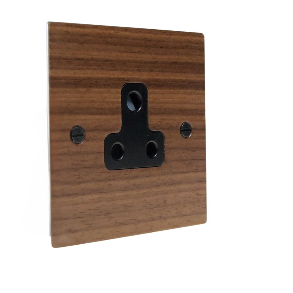 Walnut Veneer UnSwitched 5A Socket Black