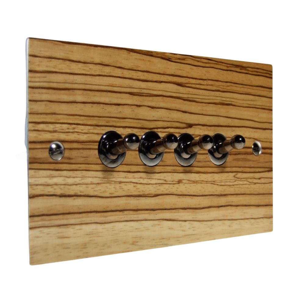 Zebranno Veneer 4 Switch Light Switch Black Nickel Toggle