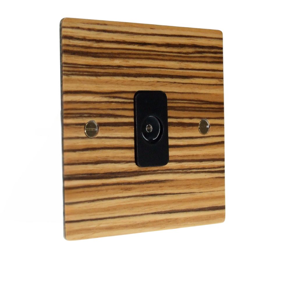 Zebranno Veneer Single TV Co-axial Non Isolated Socket Black