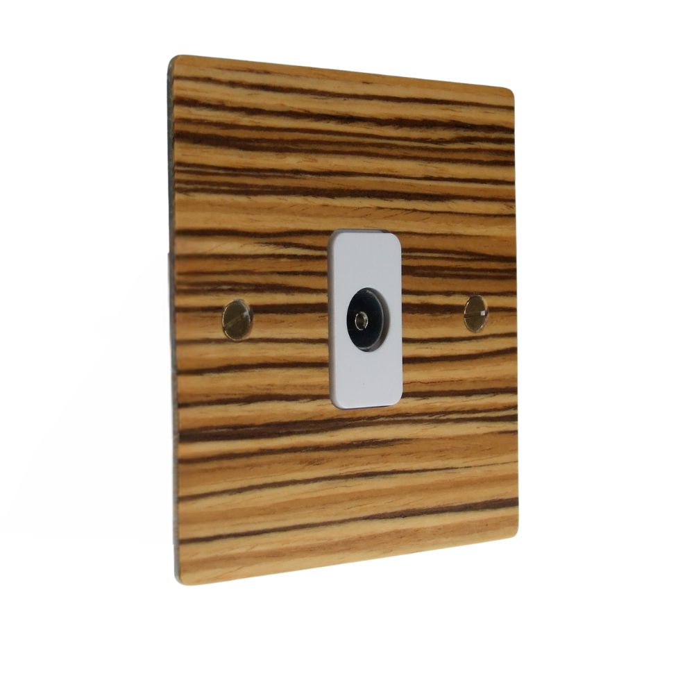 Zebranno Veneer Single TV Co-axial Isolated Socket White