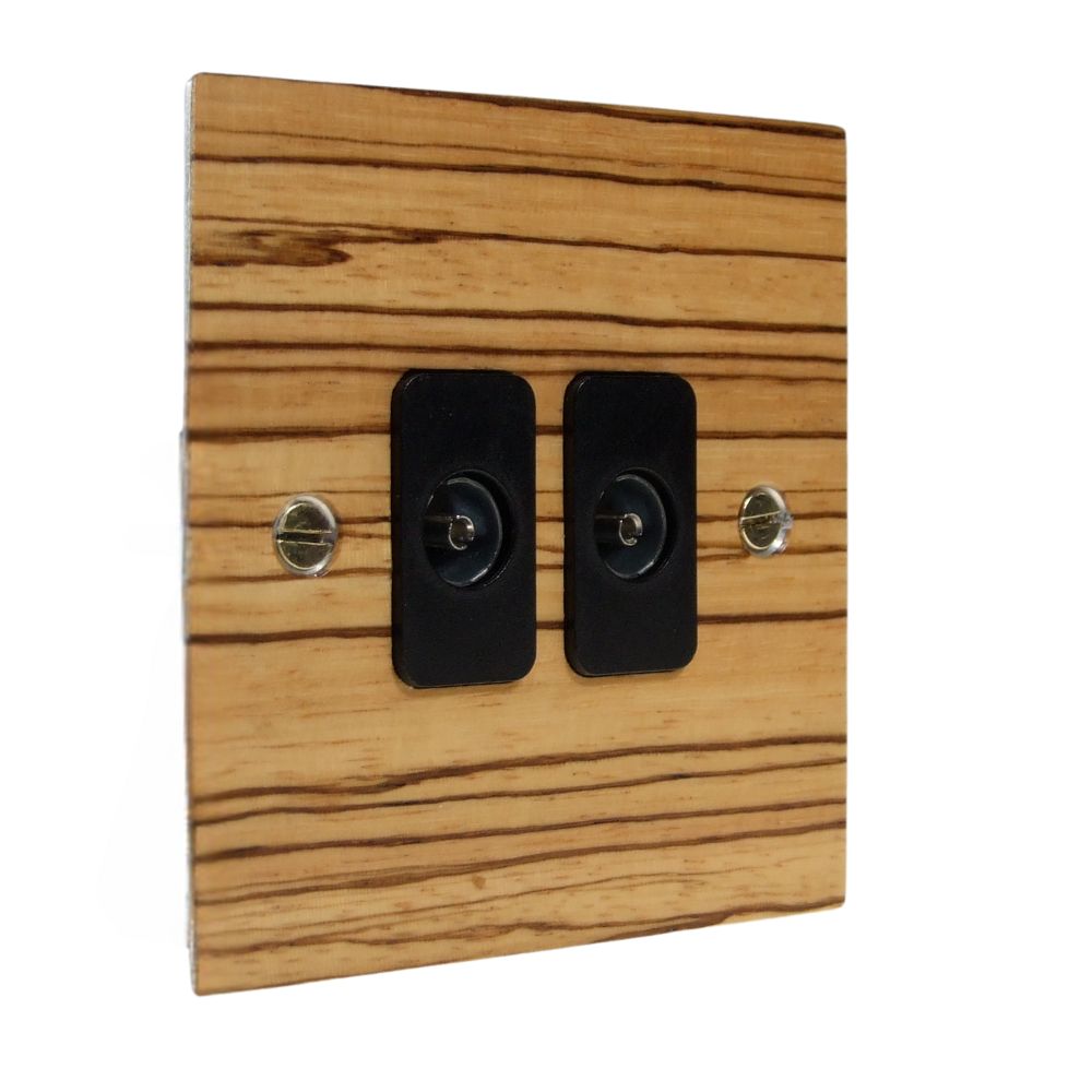 Zebranno Veneer Double TV Co-axial Non Isolated Socket Black