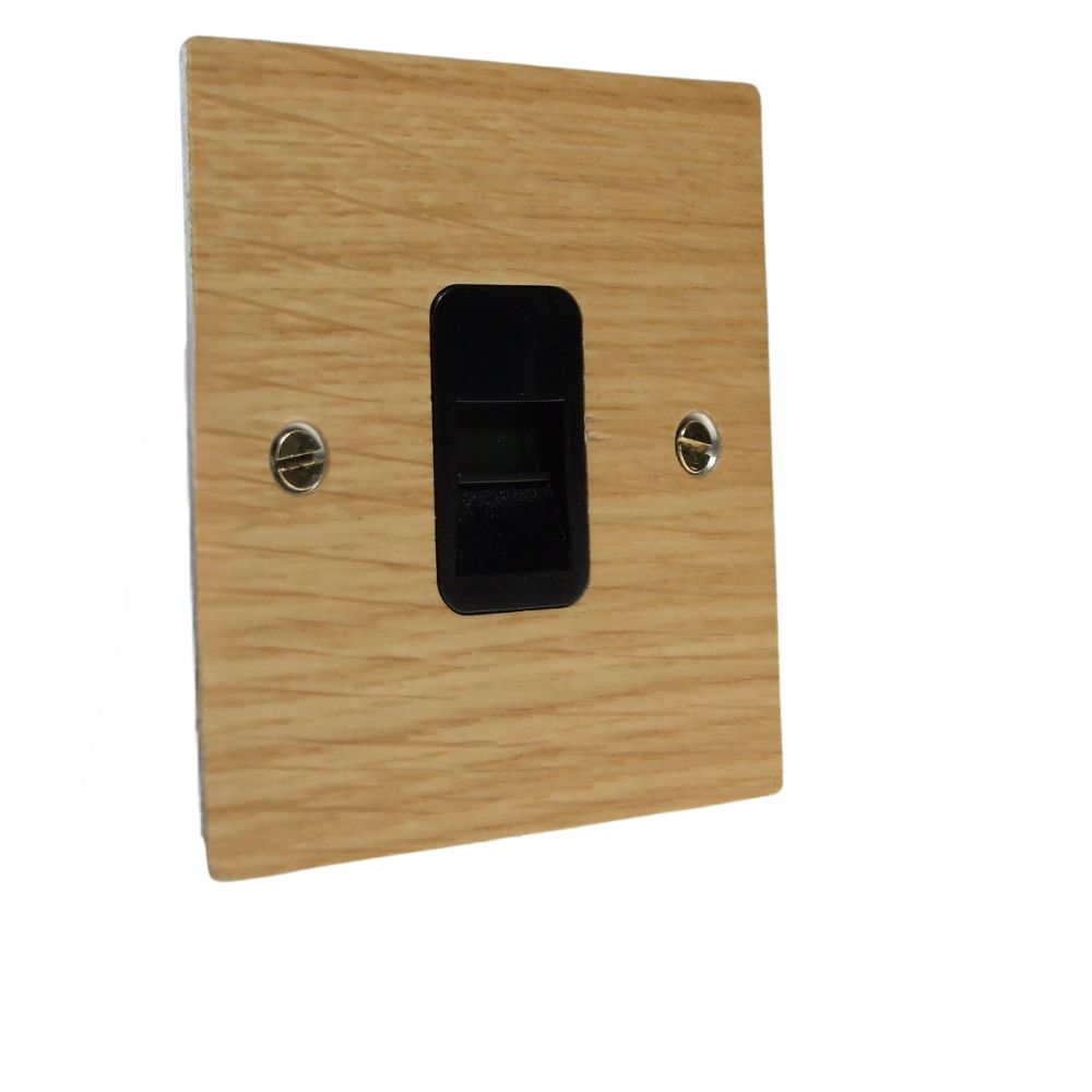 Oak Veneer Single Telephone Secondary Socket Black