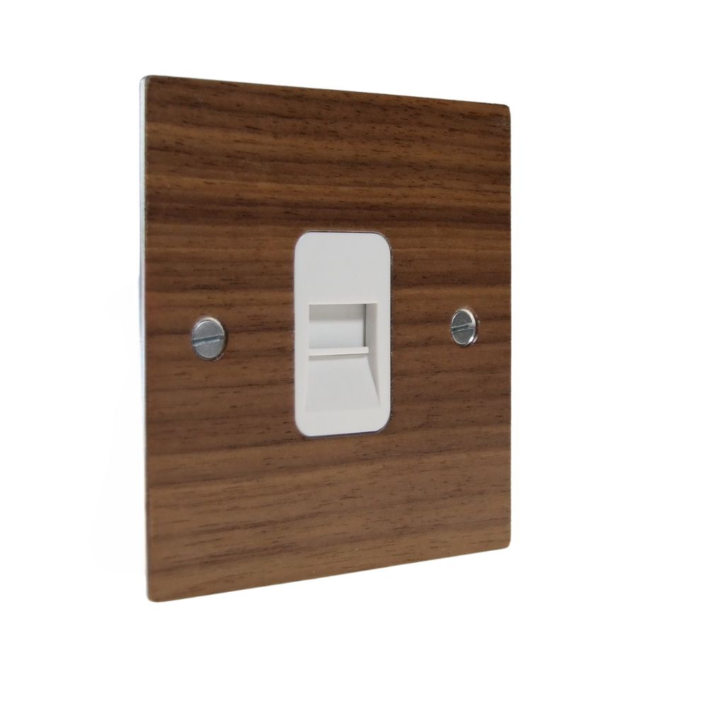 Walnut Veneer Single Telephone Secondary Socket White