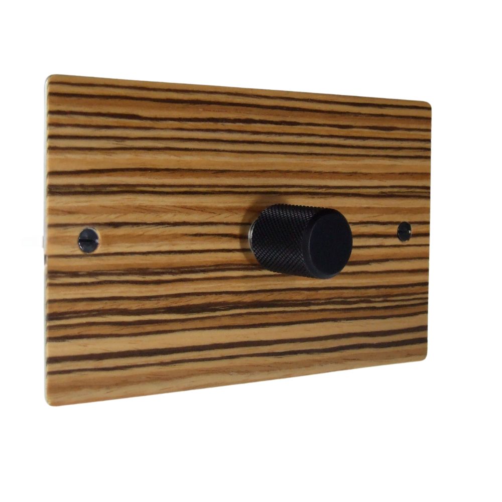 Zebranno Veneer Single 400W Dimmer Light Switch Retro Black Caps