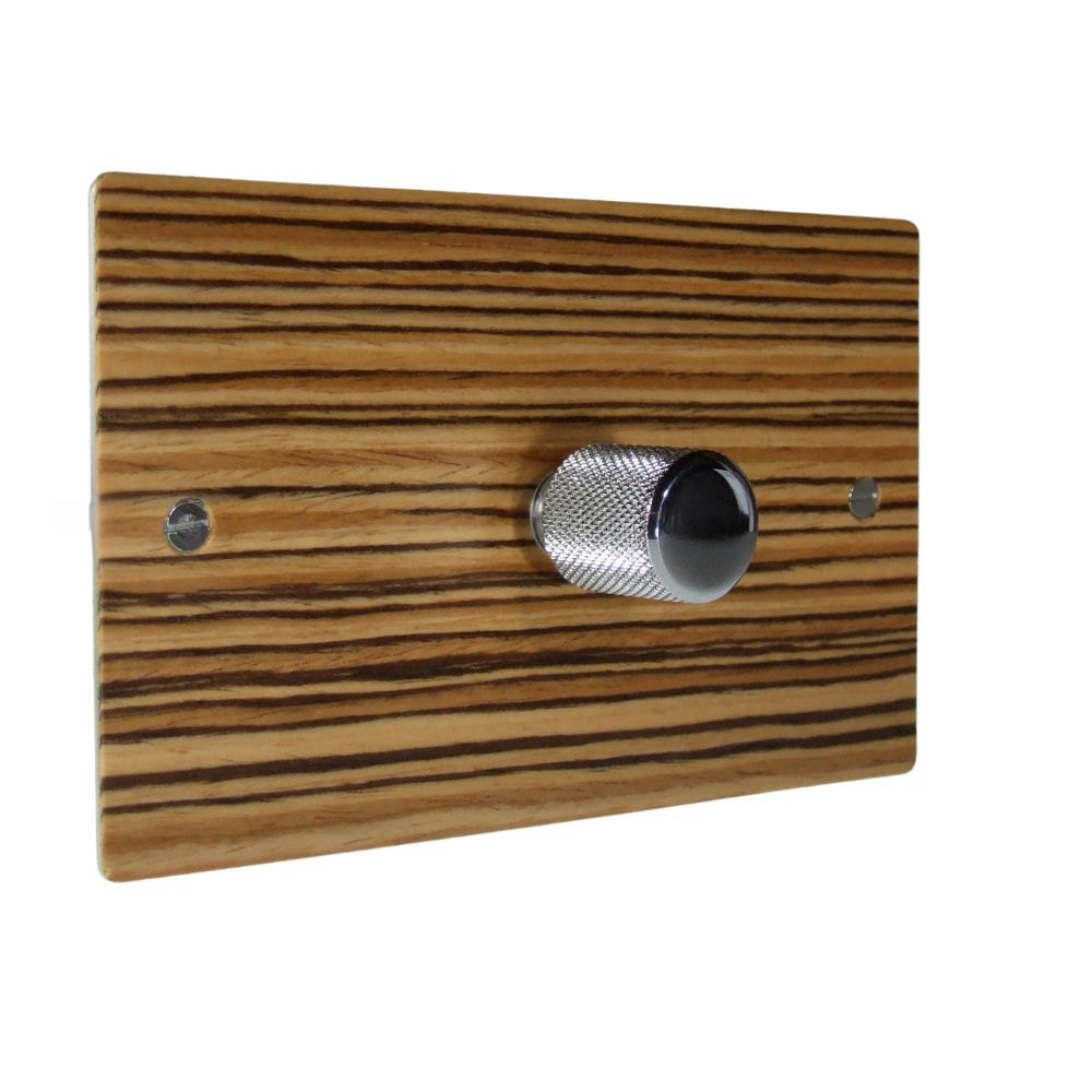 Zebranno Veneer Single 400W Dimmer Light Switch Retro Chrome Caps