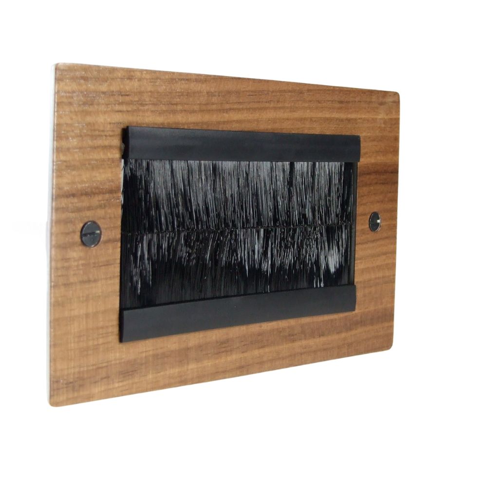 Walnut Veneer Twin Brush Plate Black