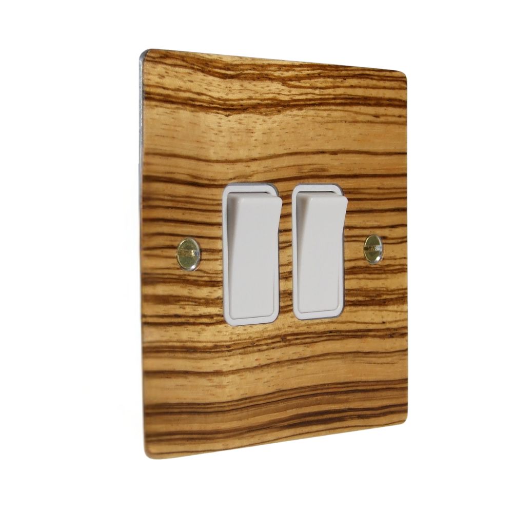 Zebranno Veneer Double Light Switch White