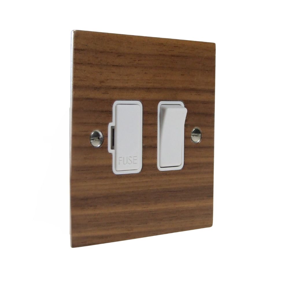 Walnut Veneer Switch Fuse Spur White