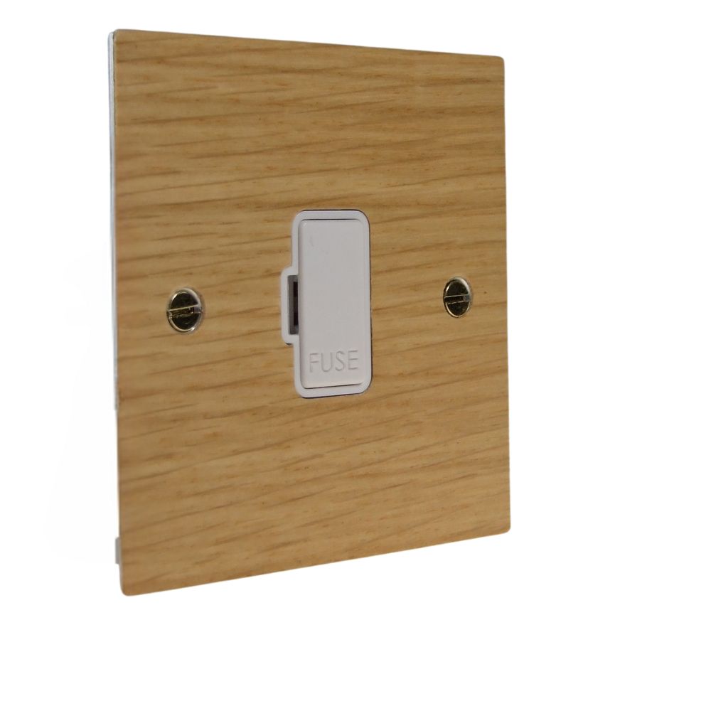 Oak Veneer Unswitched Fuse Spur White