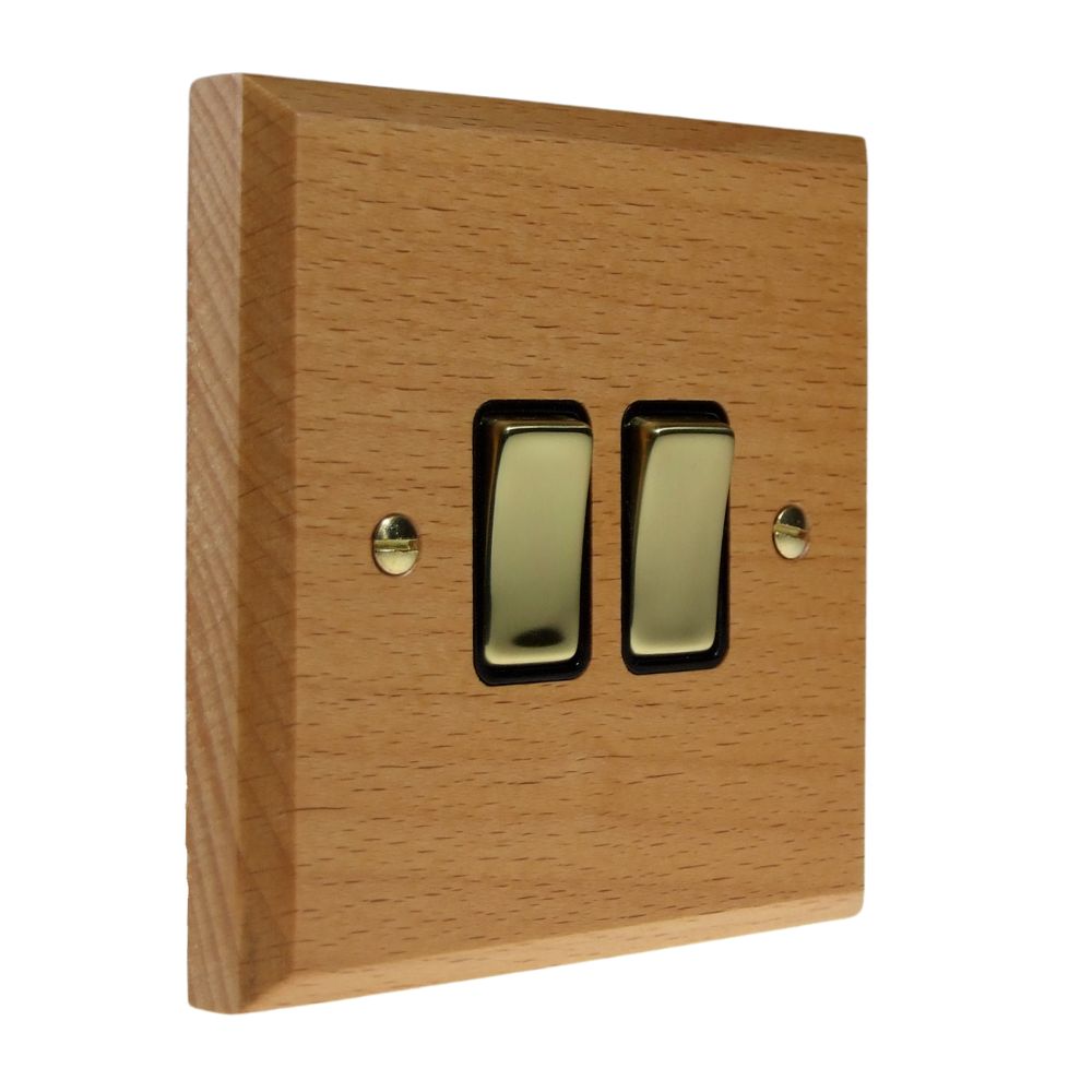 Scandic 2-Gang 2-Way 10-Amp Rocker Switch in Beech