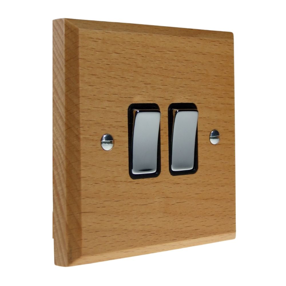 Scandic 2-Gang 2-Way 10-Amp Rocker Switch in Beech