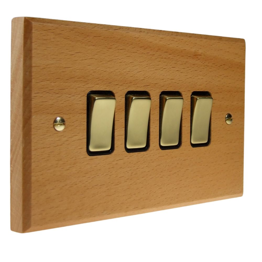 Scandic 4-Gang 2-Way 10-Amp Rocker Switch in Beech