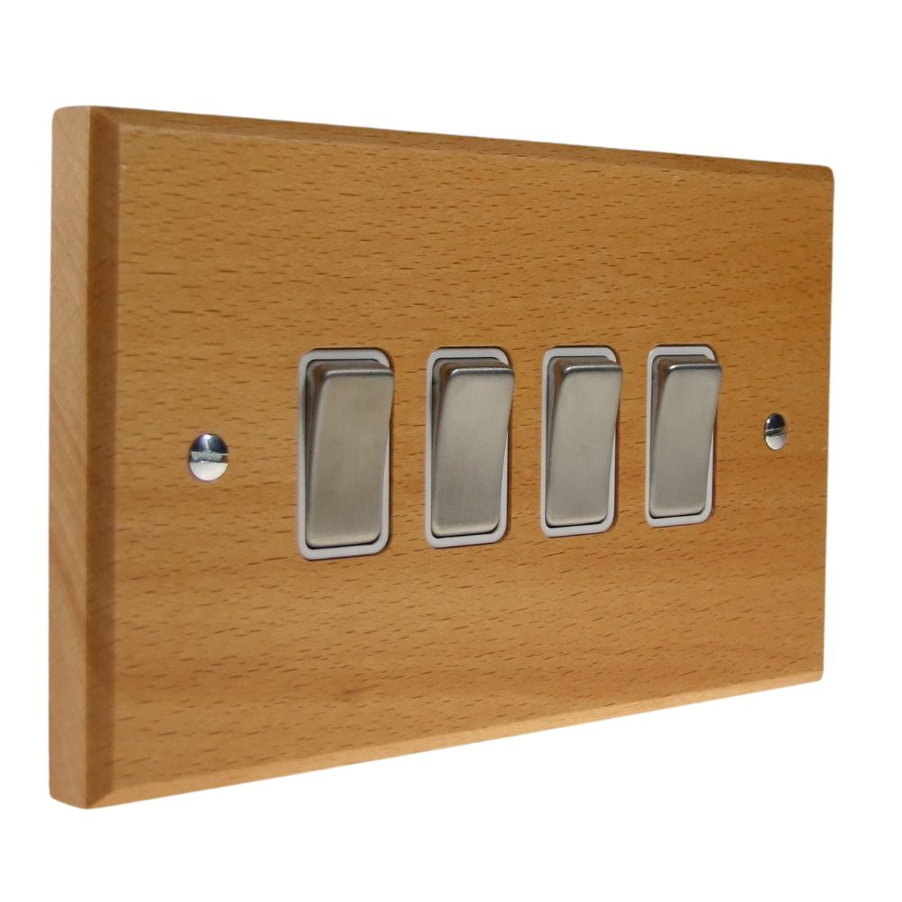 Scandic 4-Gang 2-Way 10-Amp Rocker Switch in Beech