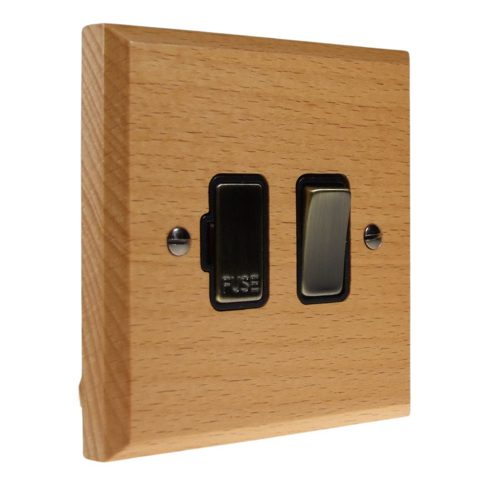 Scandic 1-Gang 13-Amp Switch Fuse Spur in Beech