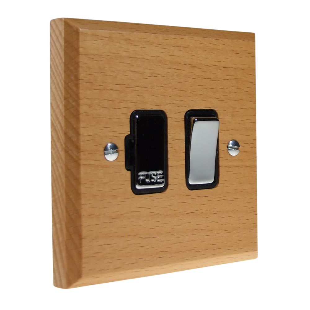 Scandic 1-Gang 13-Amp Switch Fuse Spur in Beech
