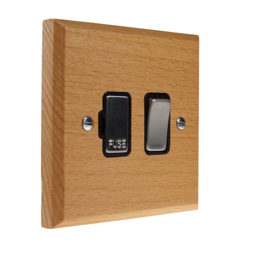 Scandic 1-Gang 13-Amp Switch Fuse Spur in Beech