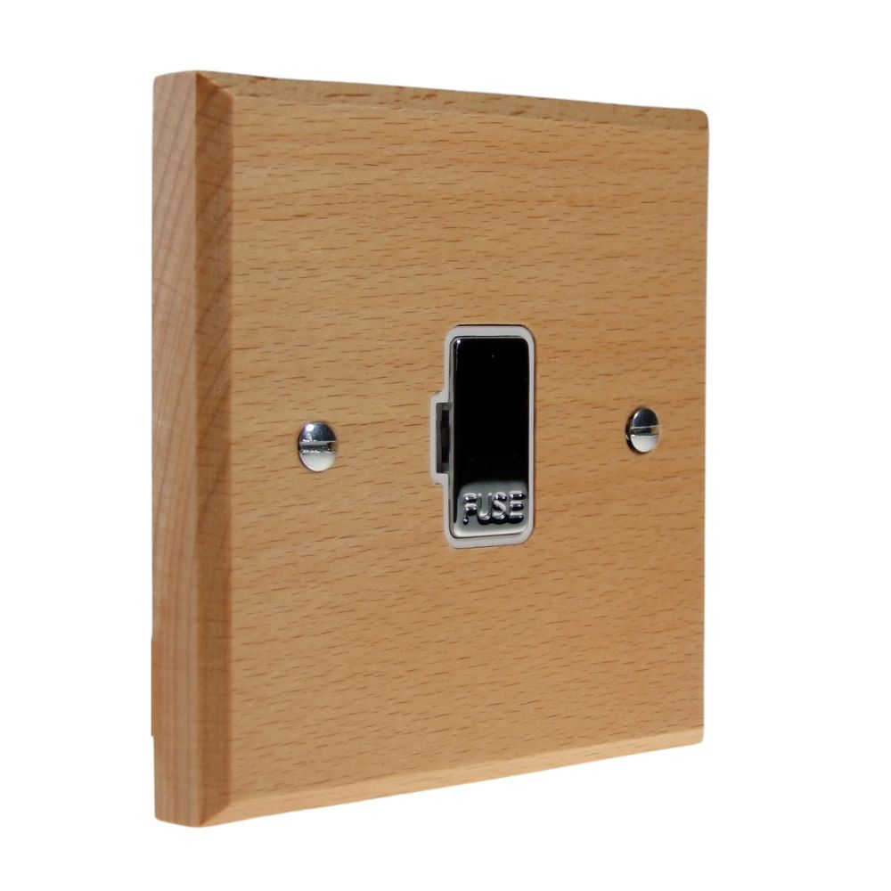 Scandic 1-Gang 13-Amp UnSwitched Fuse Spur in Beech