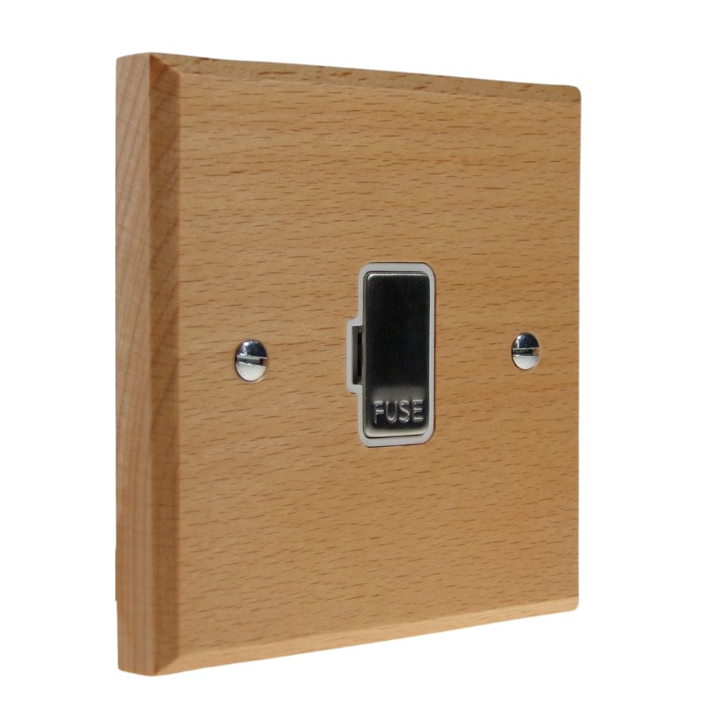 Scandic 1-Gang 13-Amp UnSwitched Fuse Spur in Beech