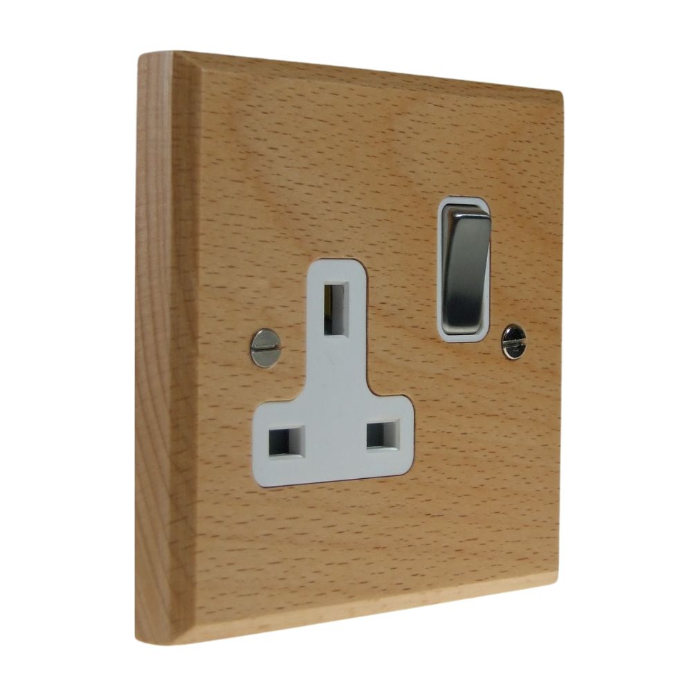 Scandic Beech 1-Gang 13-Amp Socket