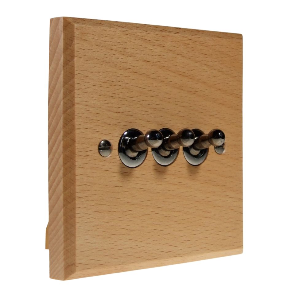 Scandic 3-Gang 2-Way 10-Amp Toggle Switch in Beech