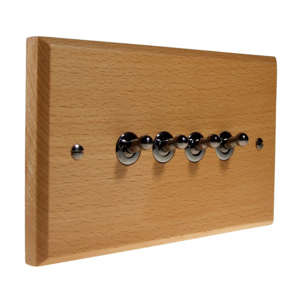 Scandic 4-Gang 2-Way 10-Amp Toggle Switch in Beech