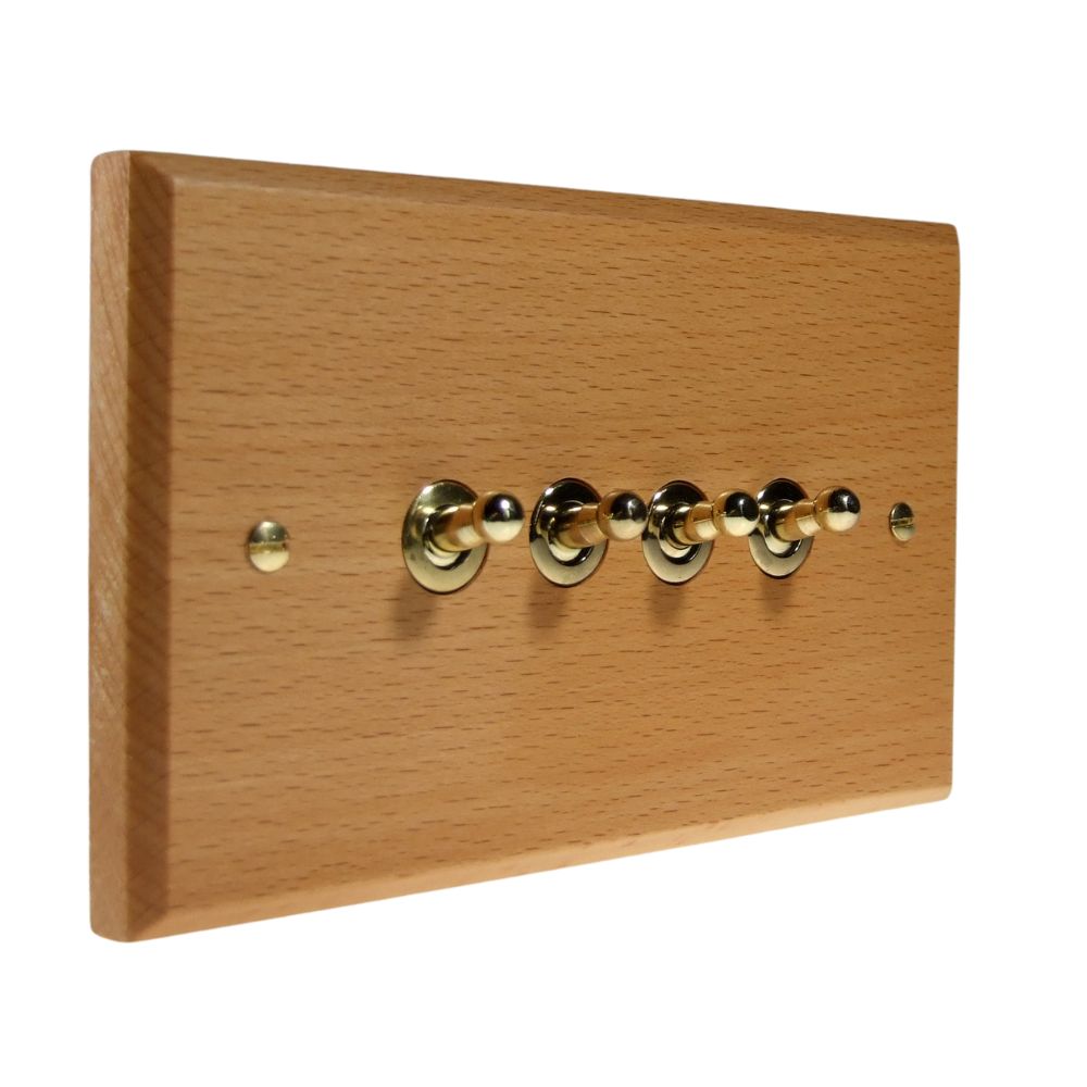 Scandic 4-Gang 2-Way 10-Amp Toggle Switch in Beech