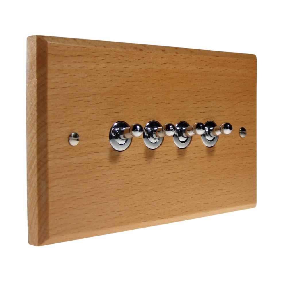 Scandic 4-Gang 2-Way 10-Amp Toggle Switch in Beech