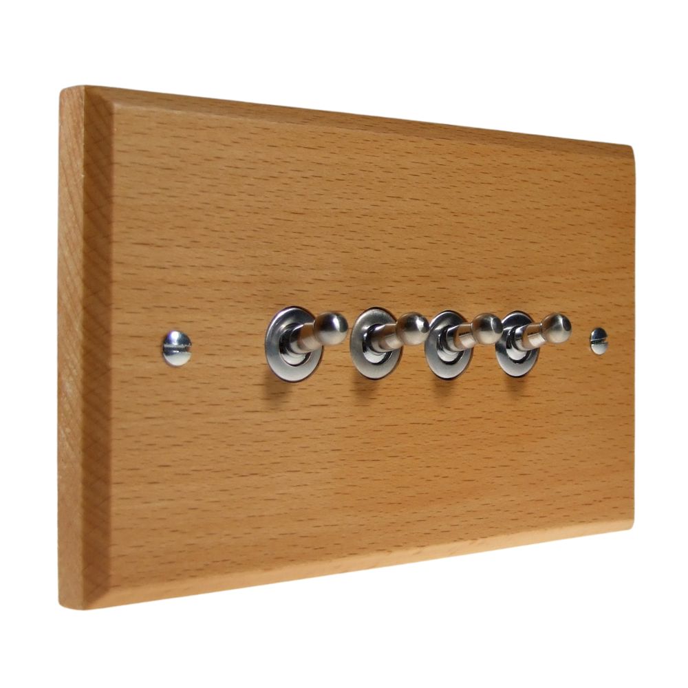 Scandic 4-Gang 2-Way 10-Amp Toggle Switch in Beech
