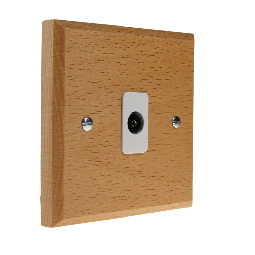 Scandic 1-Gang TV Co-axial Non Isolated Socket in Beech