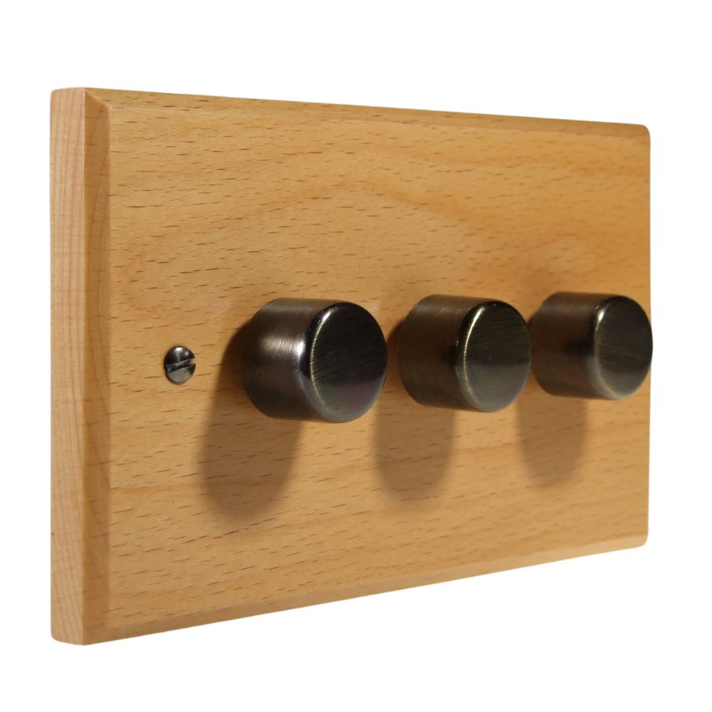 Scandic 3-Gang 2-Way LED Dimmer in Beech