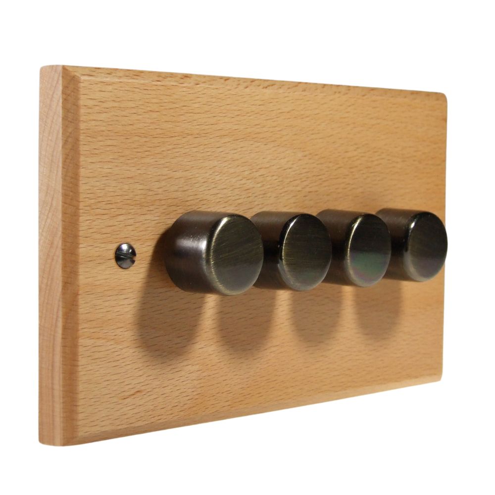 Scandic 4-Gang 2-Way LED Dimmer in Beech