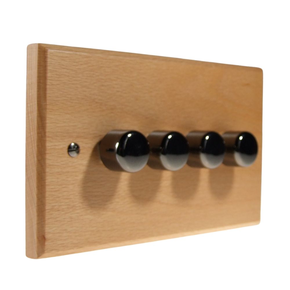 Scandic 4-Gang 2-Way 4 x 250W/VA Dimmer in Beech