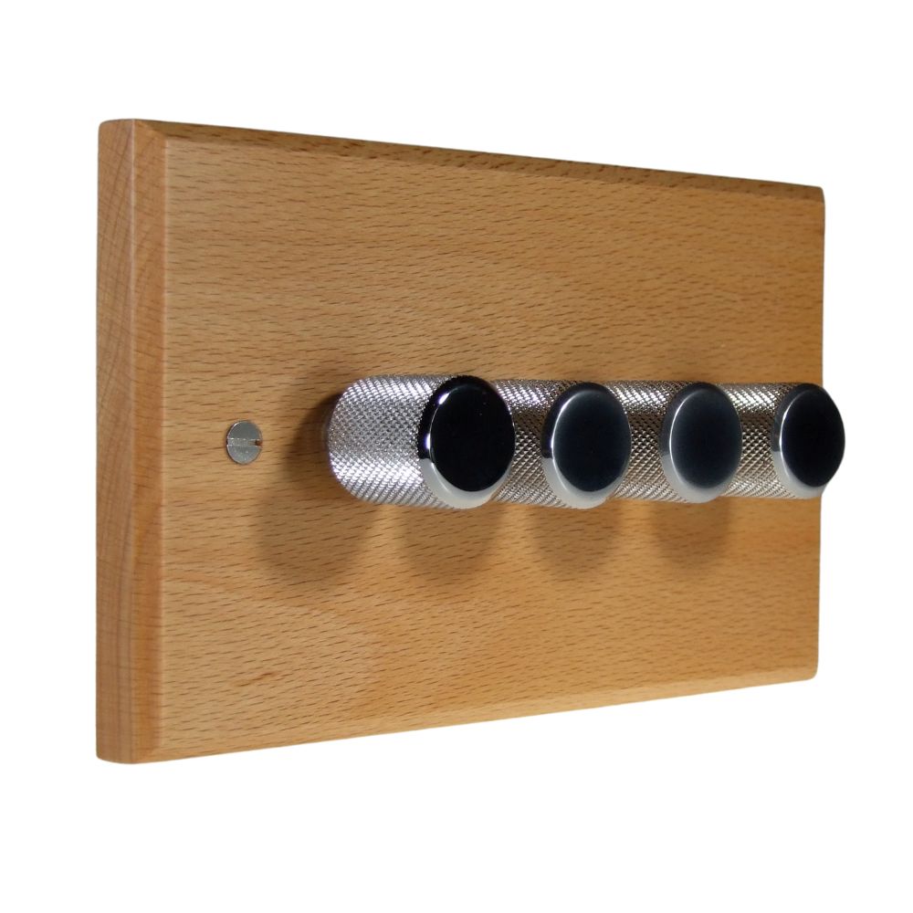 Scandic 4-Gang 2-Way 4 x 250W/VA Dimmer in Beech