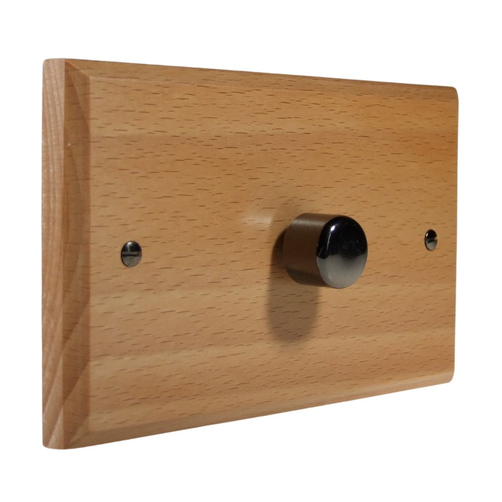 Scandic 1-Gang 2-Way 400W/VA Dimmer on a Twin Plate in Beech