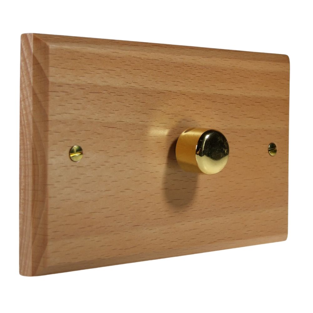Scandic 1-Gang 2-Way 400W/VA Dimmer on a Twin Plate in Beech