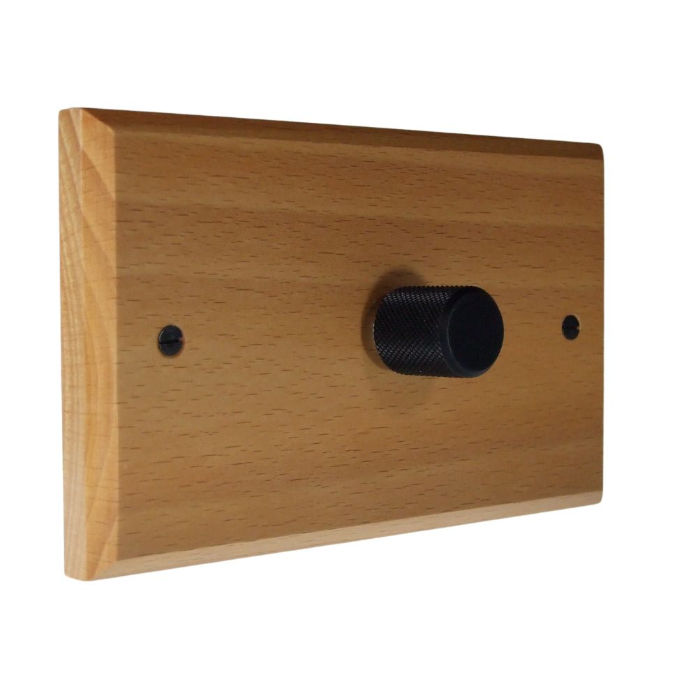Scandic 1-Gang 2-Way 400W/VA Dimmer on a Twin Plate in Beech