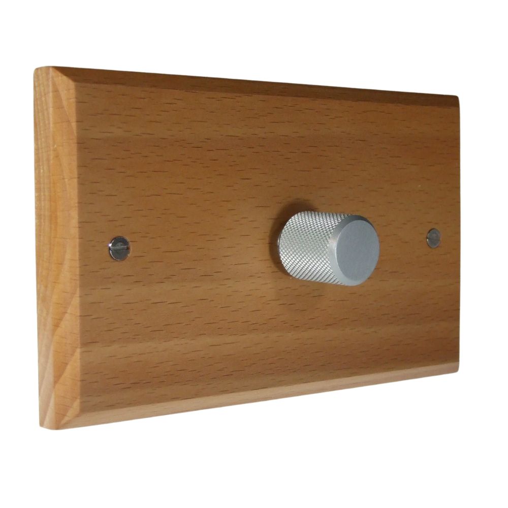 Scandic 1-Gang 2-Way 400W/VA Dimmer on a Twin Plate in Beech