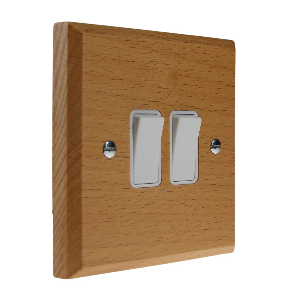 Scandic 2-Gang 2-Way 10-Amp Rocker Switch in Beech