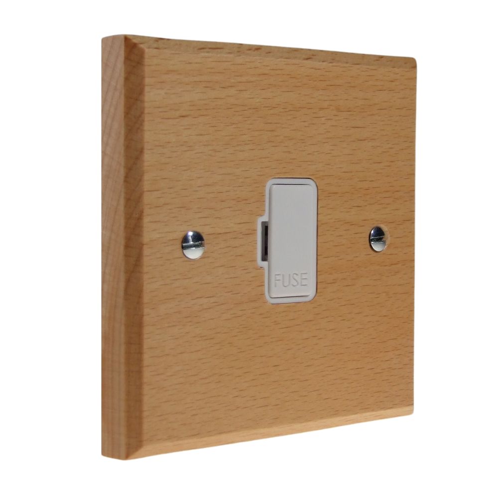 Scandic 1-Gang 13-Amp UnSwitched Fuse Spur in Beech