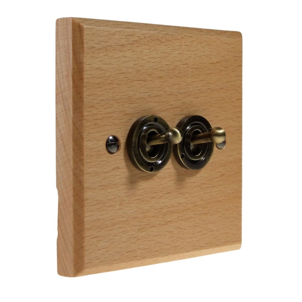Scandic 2-Gang 2-Way 10-Amp Period Toggle Switch in Beech