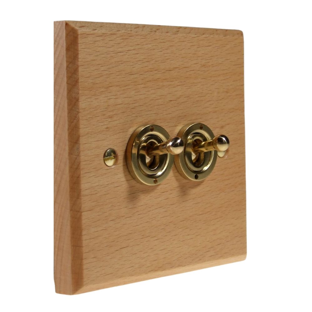Scandic 2-Gang 2-Way 10-Amp Period Toggle Switch in Beech