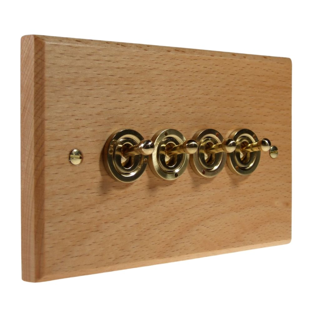 Scandic 4-Gang 2-Way 10-Amp Period Toggle Switch in Beech