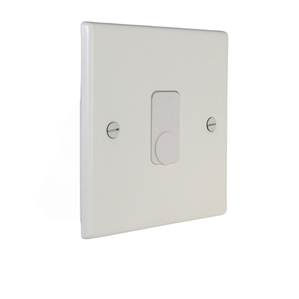 Matt White Raised Metal Plate Single Cord Outlet White